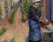 卡米耶 毕沙罗 : Young Woman Washing Plates